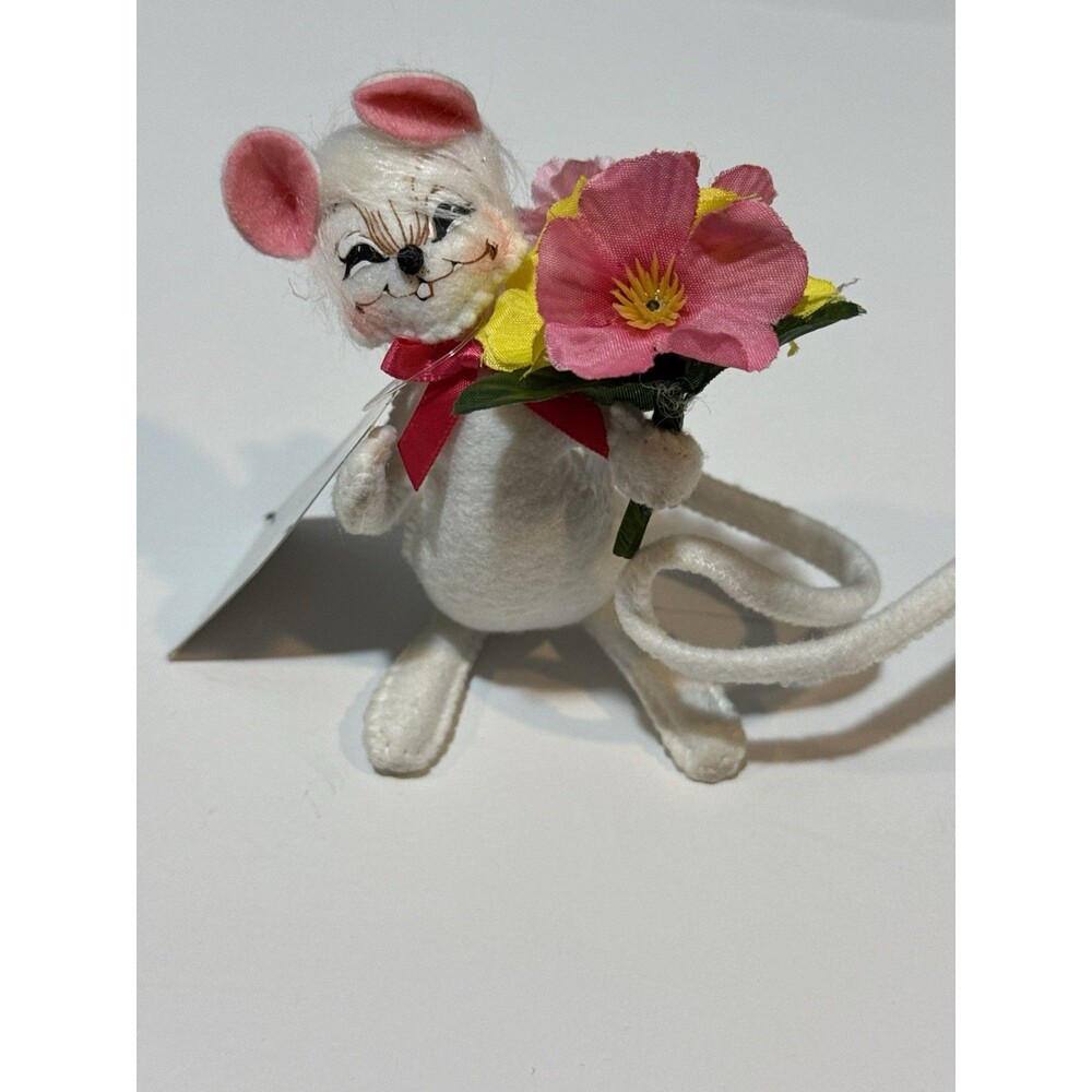 Annalee 2013 Spring Flowers Mouse 5" White Doll Spring Easter w/ Tag NEW